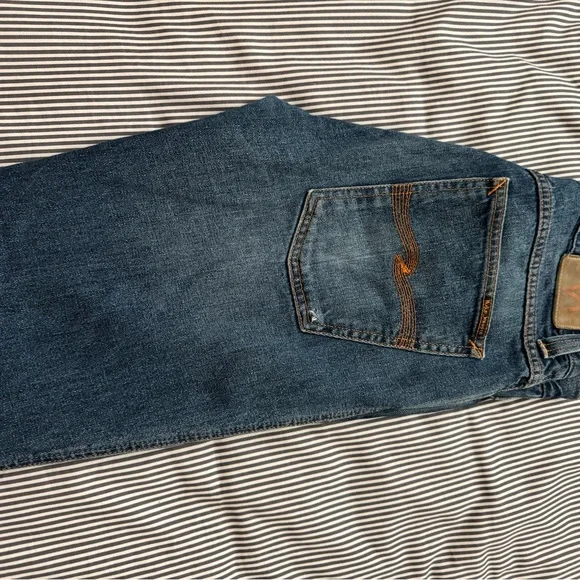 Nudie Jeans Men's Straight Dark Blue Denim - Picture 4 of 5